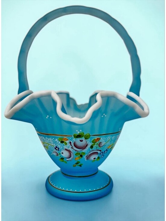 Fenton Other - Fenton 2002 Charleston Collection Blue Topaz Satin Basket - Signed Bill Fenton